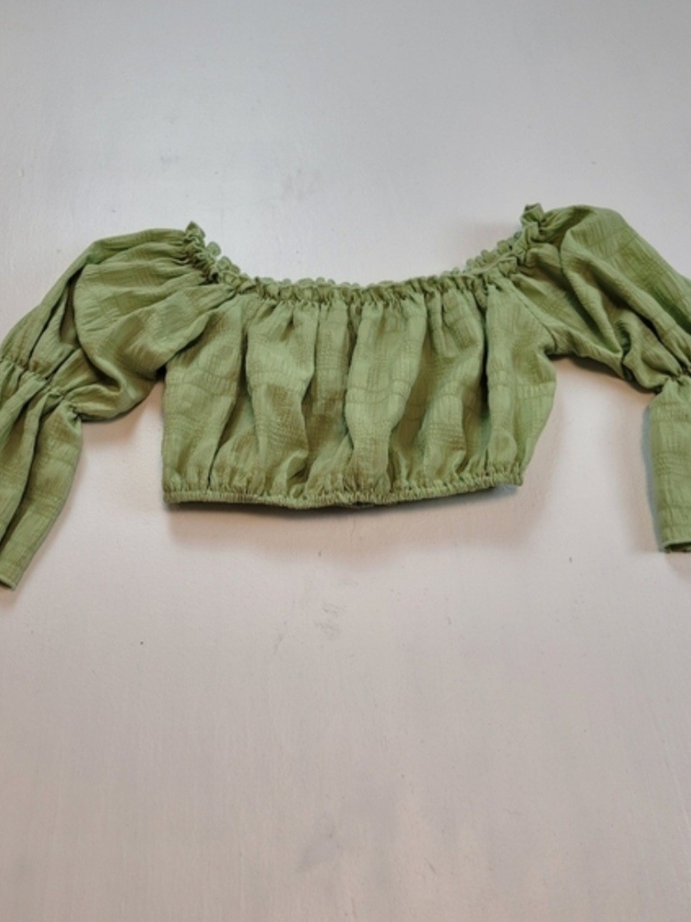 SHEIN Green Off-Shoulder Cropped Peasant Blouse Size 10